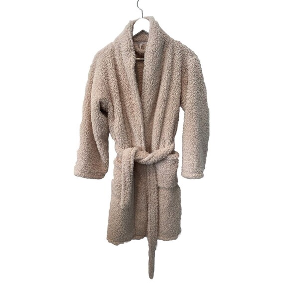 Pottery Barn Women's Teddy Bear Faux Fur Robe Blush-Tan Bath Bed Sz Small - Picture 2 of 8